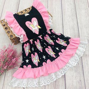 NWT Mia Belle Girls Unicorn flutter sleeve dress